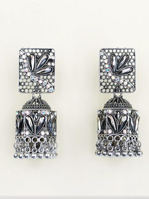 Anti Oxide jumka Oxidized Rectangular Jhumka