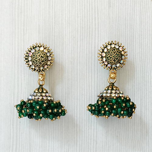 green Antique Pearl Jhumki