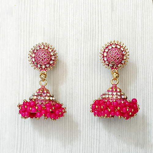 pink Antique Pearl Jhumki