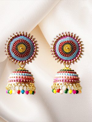 Round Meenakari jhumka