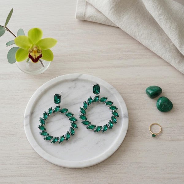 1 Circular Crystal Hoop Earring