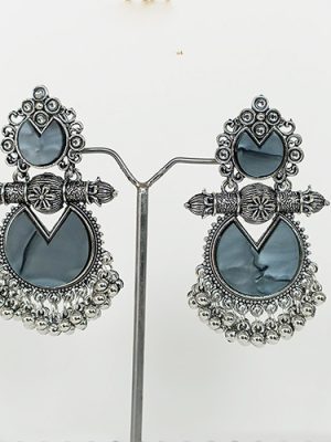 Drop Earrings Oxidised Silver Traditional Ghungroo Beads