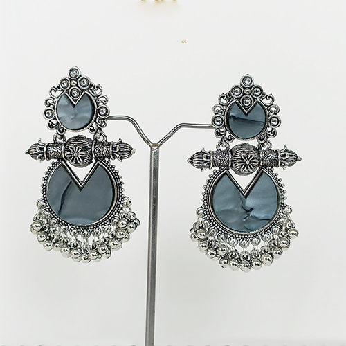 Drop Earrings Oxidised Silver Traditional Ghungroo Beads