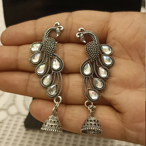 Oxidized Peacock Earring