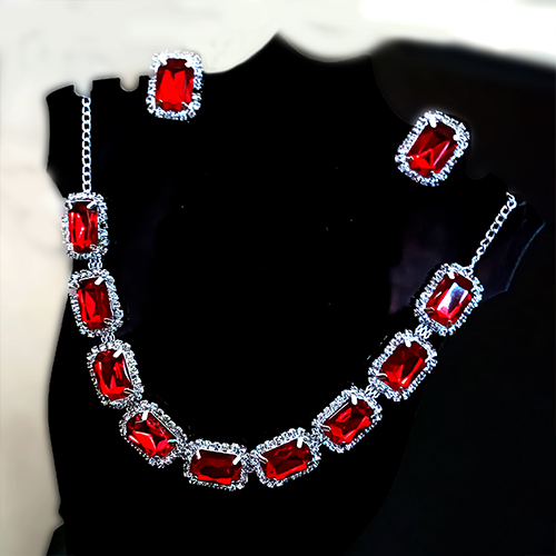 Stone Necklace with Earrings
