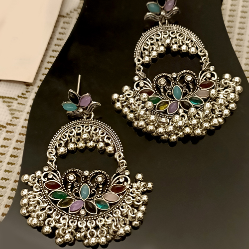 multi earring Oxidised Ghungroo Dangler Earrings