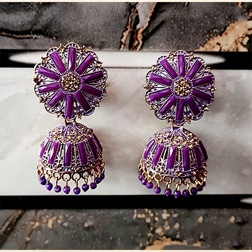 Gold Plated Meenakari Jhumka