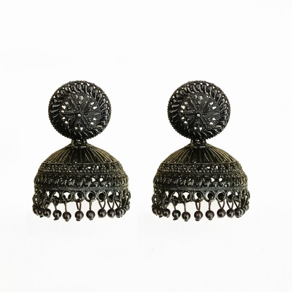 Black Oxidised Jhumka Big Black Oversized Jhumka