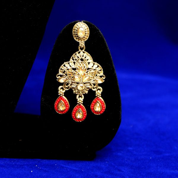 Kundan Pearl Necklace Set Red
