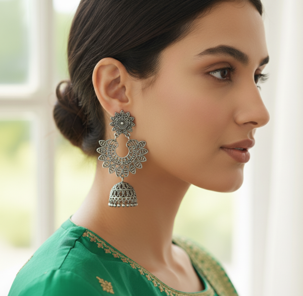 Oxidized Bell Shaped  Earring