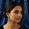 Oxidized Floral Jali & Jhumka Drop Earring