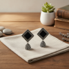 Diagonal Stud Earring Black