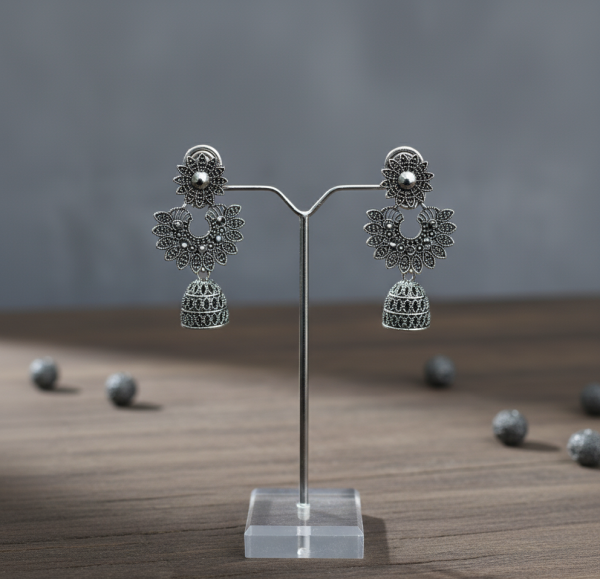Oxidized Bell Shaped  Earring