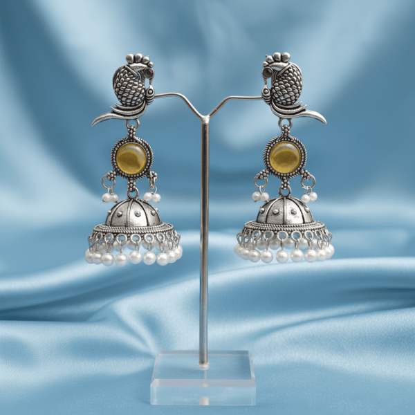 1 (2) Oxidized Peacock Tomb Earring