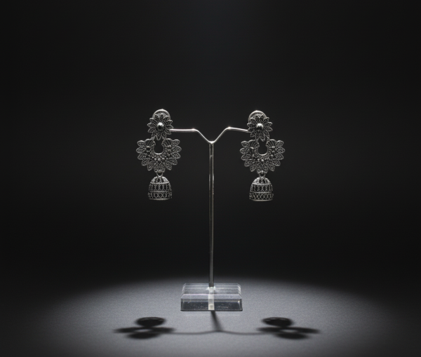 Oxidized Bell Shaped  Earring