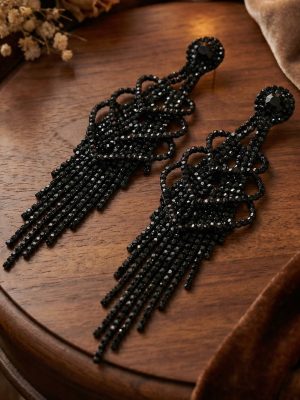 1 Black Crystal Cascade Earring