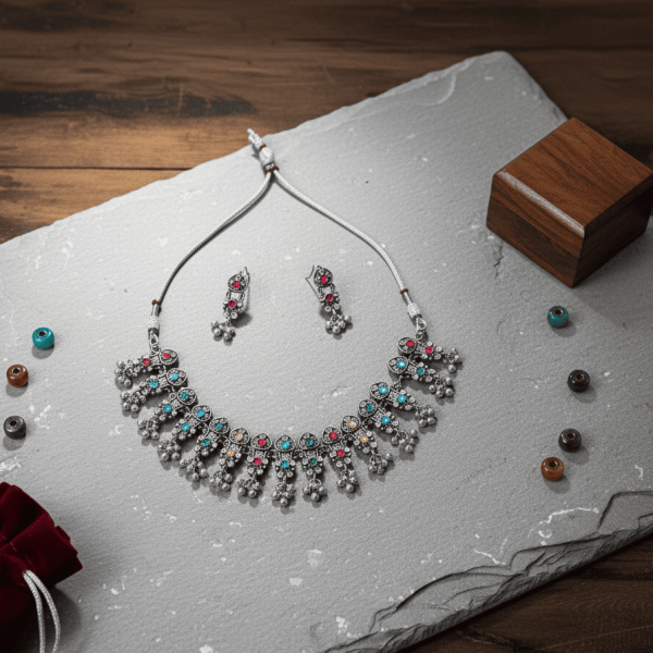 11 Choker Oxidized Necklace Set