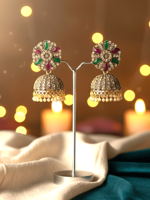 Copper Plated Meenakari Jhumka