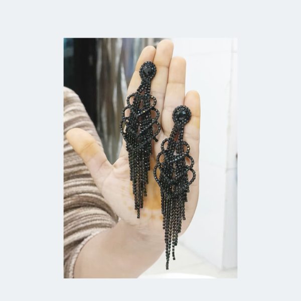 Black Crystal Cascade Earring