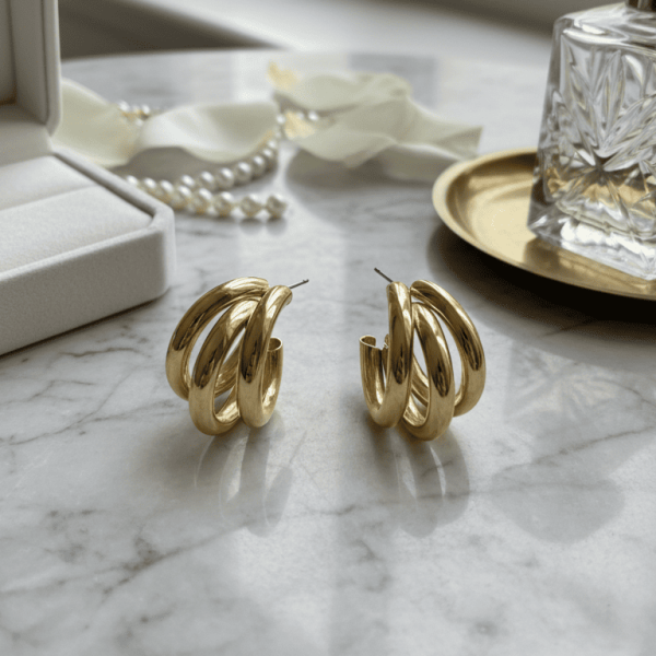 Tri-Hoops Korean Earring