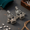 Peacock Long Oxidized Earring