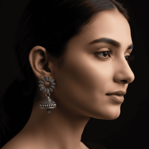 4 Oxidized Floral Earring