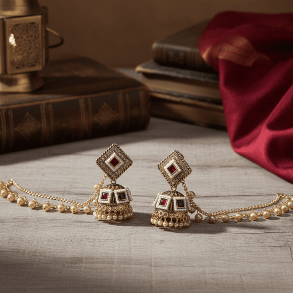 52 Multicolor Jhumka with Hairchain