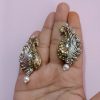 Heritage Peacock Stud Earrings with Pearl Drop