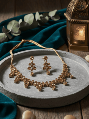 Amber Bloom Petal Jewellery Necklace Set