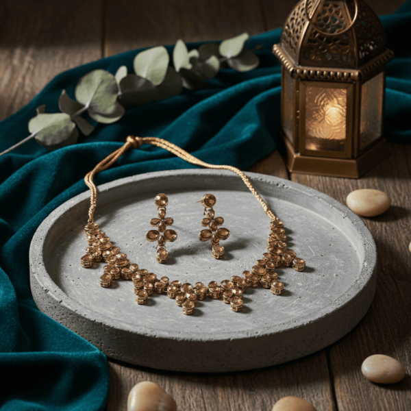 Amber Bloom Petal Jewellery Necklace Set