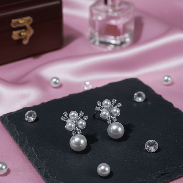 Pearl Cluster Drop Earrings