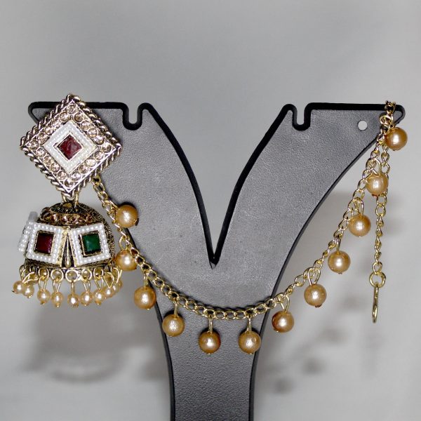 Jhumka Hairchain Multicolor Jhumka with Hairchain
