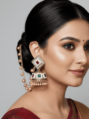 Multicolor Jhumka with Hairchain