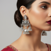 Peacock Long Oxidized Earring
