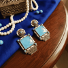 1(1) Square Quartz & Pearl Drop Earrings