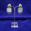 3 Square Quartz & Pearl Drop Earrings