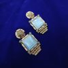 4 Square Quartz & Pearl Drop Earrings