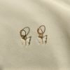 5 Pair Gold Plated Pearl Hoop Earring