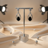 Oval Crystal & Black Onyx Earring