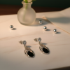 Oval Crystal & Black Onyx Earring