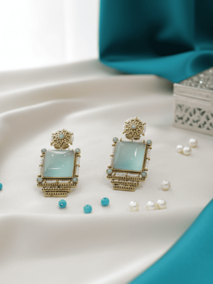 SG4 square quartz pearl drop earrings