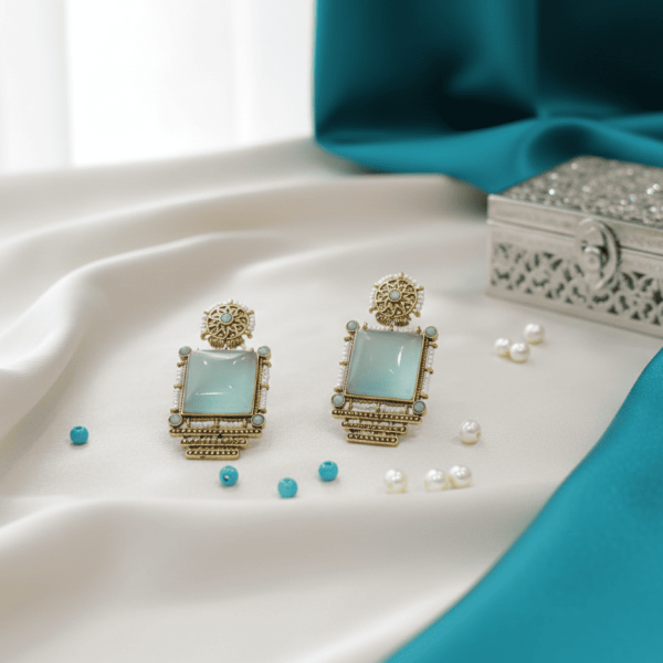 SG4 square quartz pearl drop earrings