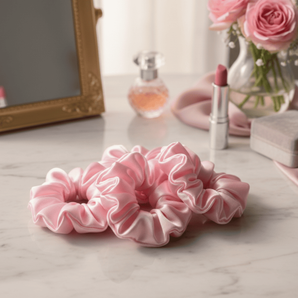 Premium Pink Scrunchies - Set of 5