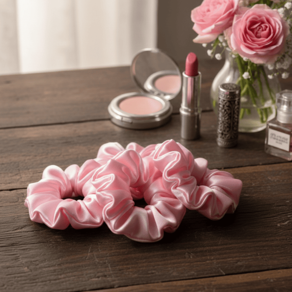 Premium Pink Scrunchies - Set of 5