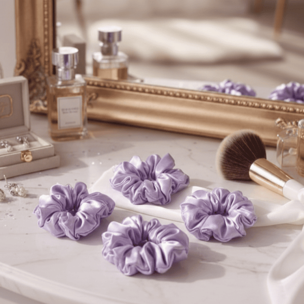 Premium Purple Scrunchies - Set of 5