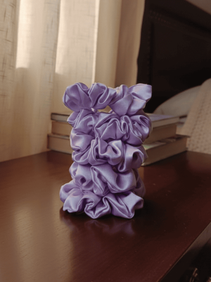 SCH003-PL2 Premium Purple Scrunchies - Set of 5