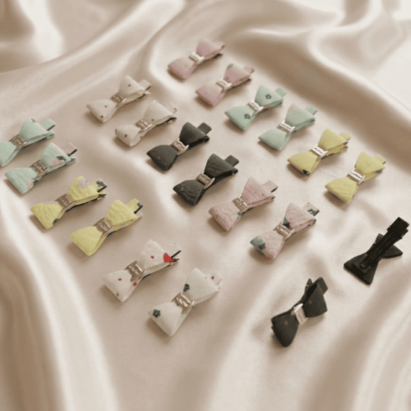 Premium Fabric Bow Hair Clips – Colorful Kanya Pujan Gift Pack