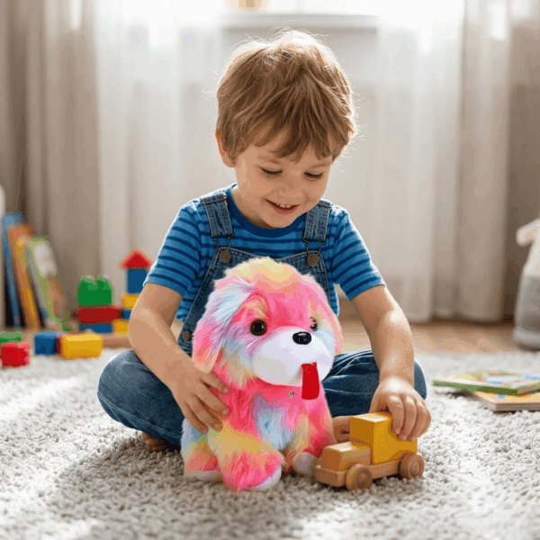Ultra-Soft Rainbow Puppy Plush Toy | Cuddly Multicolor Dog Soft Toy