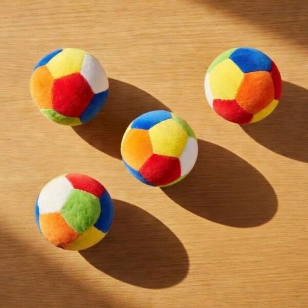 Soft Fabric Plush Rattle Balls with Sound for Toddlers (Pack of 4)