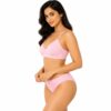 Pink women's bra and panty set side view